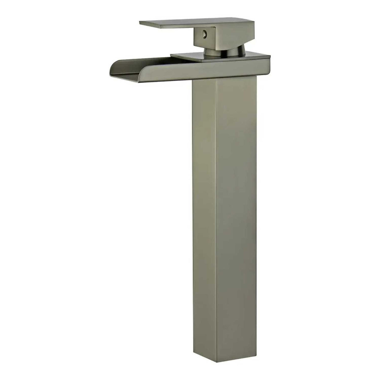 Grifería Monocontrol Lavamanos Alta Cascada Gris Satinado 30 cm Diseño Moderno