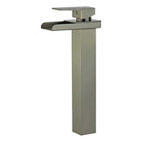 Grifería Monocontrol Lavamanos Alta Cascada Gris Satinado 30 cm Diseño Moderno