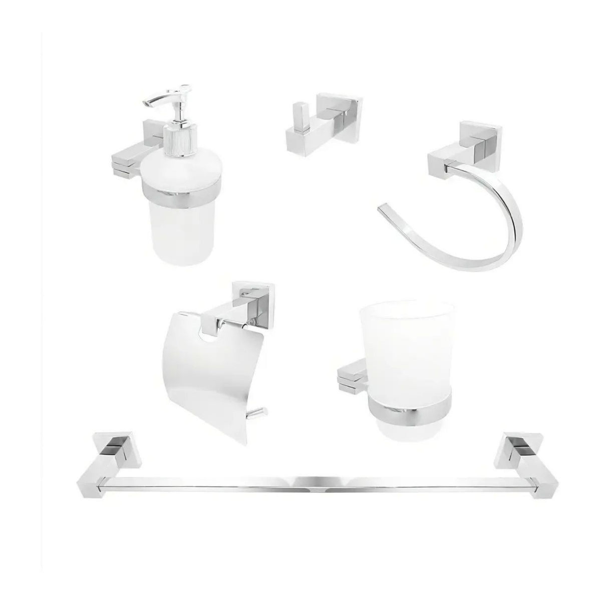 Kit de Accesorios de Baño Cromado de 6 Piezas
