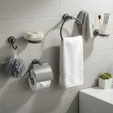Juego Accesorios Baño Singolo X 6 Gris Concreto Diseño Moderno