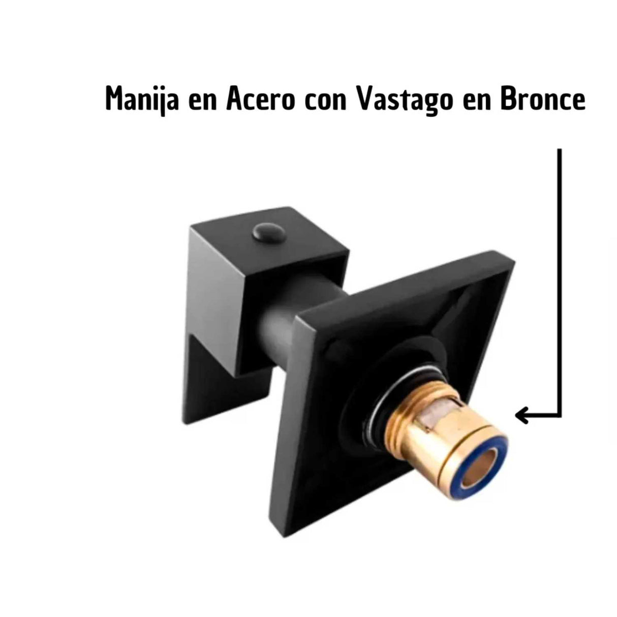 Manija para Ducha Empotrada Negra Mate 9.5 x 7 cm Diseño Cuadrado Moderno