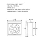 Extractor De Aire Y Olores Para Baño 10"