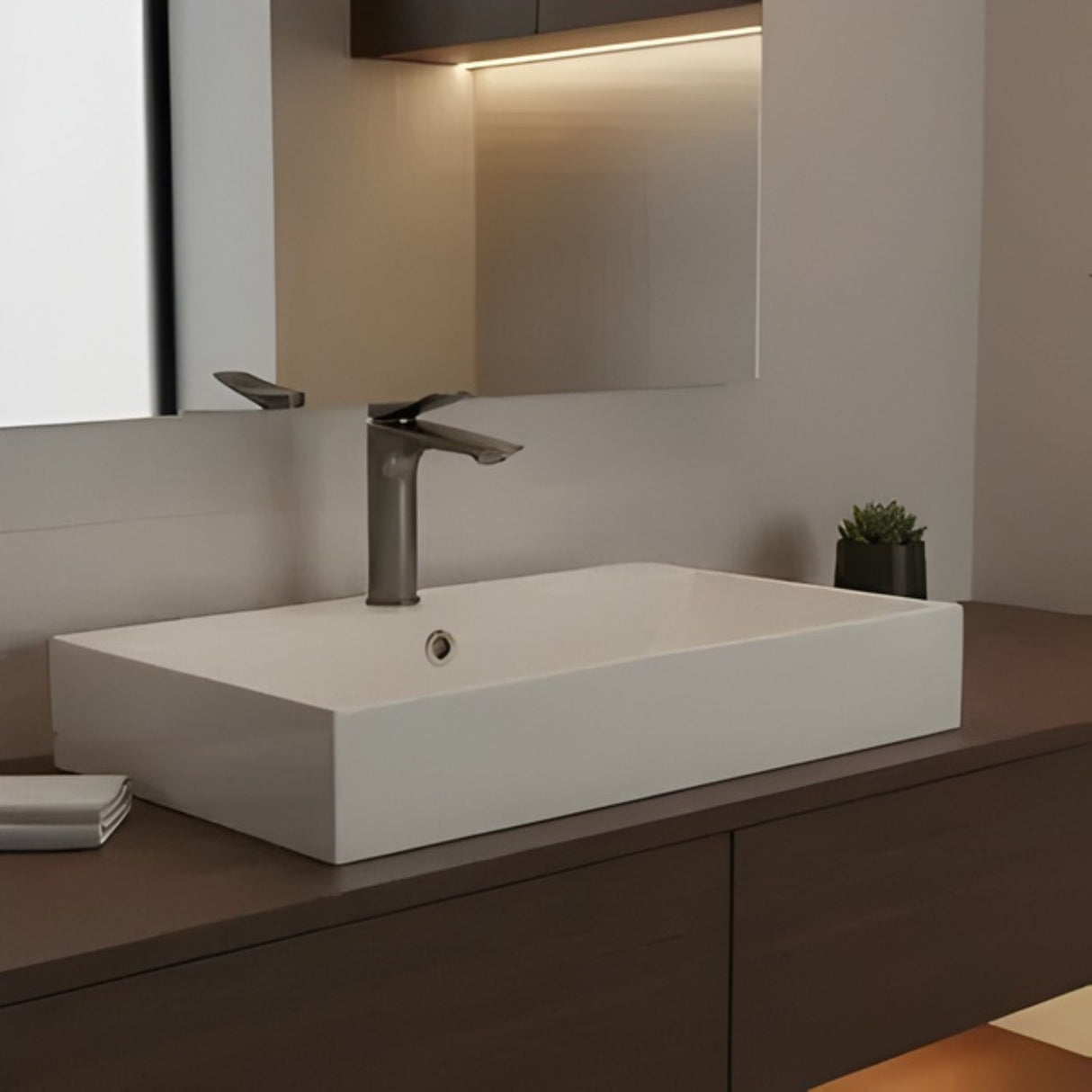 Lavamanos Monocontrol Alto Volare Gris Concreto Diseño Moderno