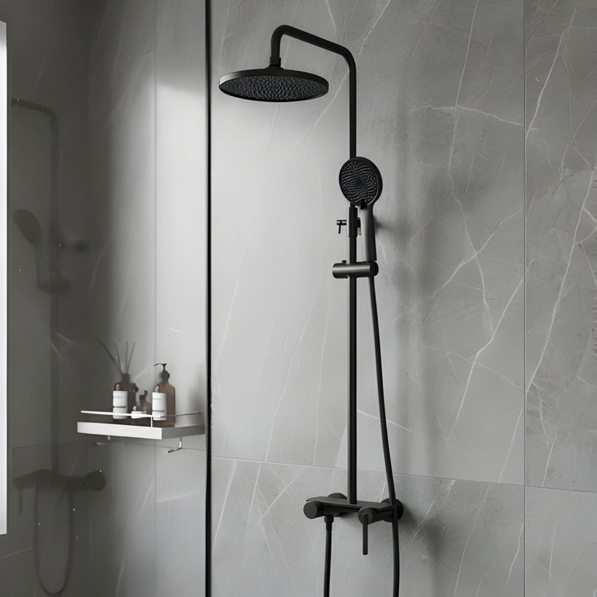 Columna De Ducha Mezcladora Alta Lusso Gris Concreto Monocon