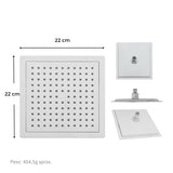 Regadera Cabezote de Ducha en ABS - Cromo Brillante - 22 cm - Sin Tubo
