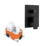 Kit Regadera Ducha Rectangular Empotrada Monomando con Ducha de Mano Negro o Gris