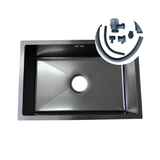 Lavaplatos Negro en Acero Inoxidable 60 x 40 x 21 cm con Panel y Accesorios