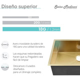 Lavaplatos Empotrado Acero Inoxidable Dorado Mate Una Cubeta 60x45