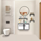Set Lavamanos + Espejo PVC Negro/Blanco - Mueble 2 Puertas Moderno