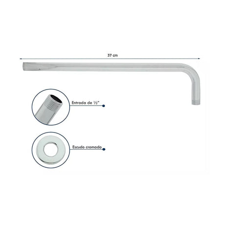 Tubo regadera Ducha a Pared Acero Inoxidable