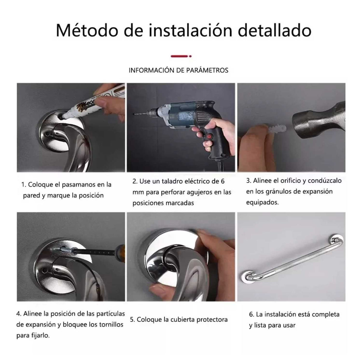Barra De Seguridad Sus304 Grafilada - 60cm | Seguridad En Acero Inoxidable Satinada (Copia)