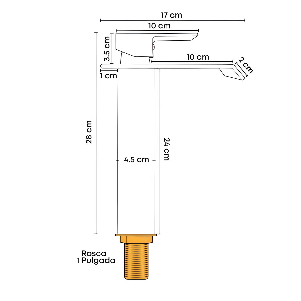 Monocontrol Lavamanos Alto Cascada Acero Inoxidable 304 28 cm Altura Diseño Premium Baño Moderno