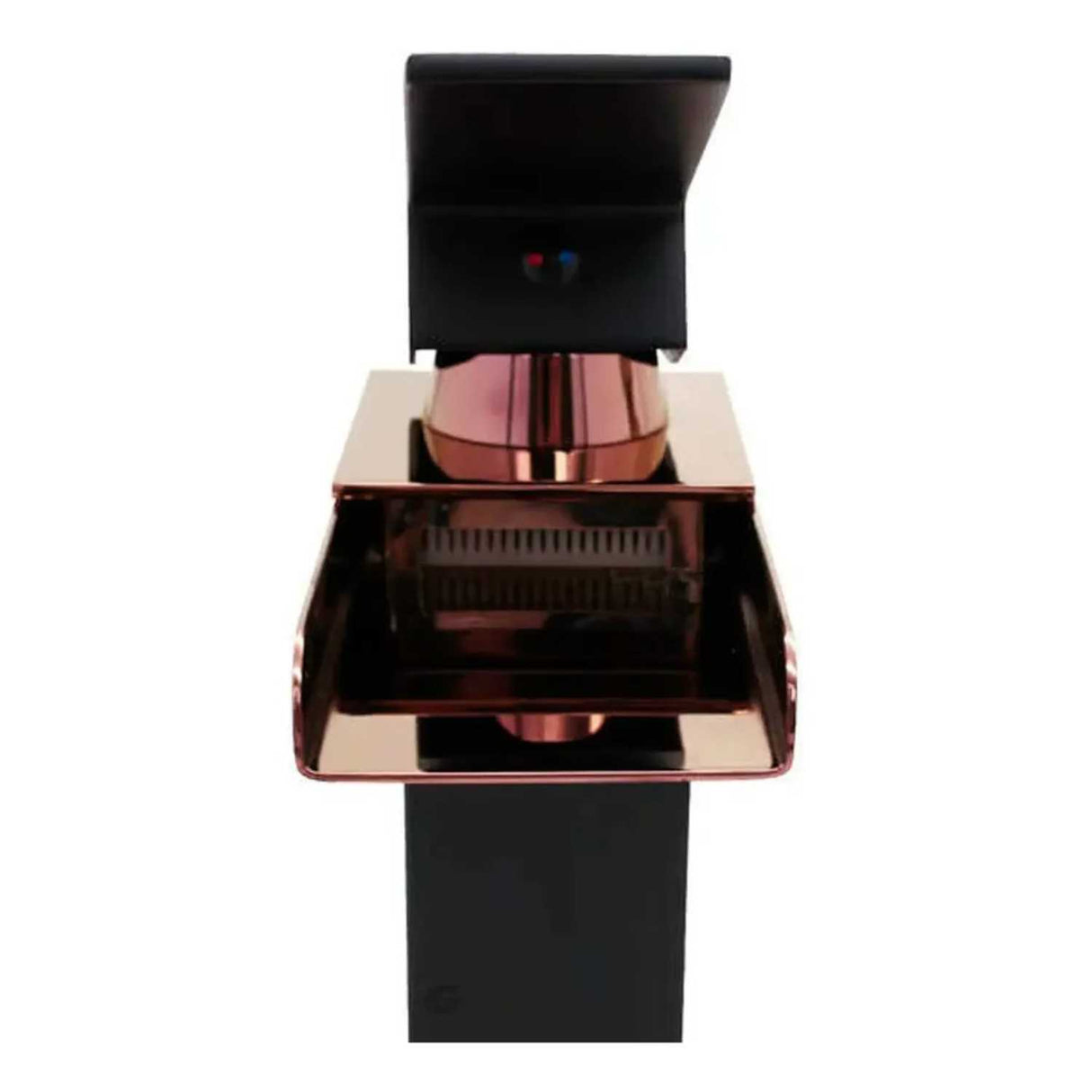 Grifería Lavamanos Baja Cascada Negro Mate y Oro Rosa Monocontrol Vintage 18 cm con Mezclador Agua Fría y Caliente