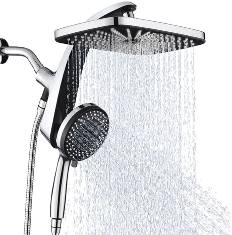 High Pressure Rain Shower Head: Upgrade Shower Heads with Handheld Spray Combo with Fixed Showerhead and 10 Sprays Handheld Shower Head, Detachable Showerheads Built-in Magnetic Docking and Power Jets
