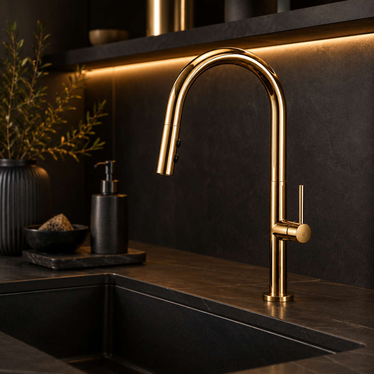 Grifería Lavaplatos Extraíble Oro Vintage | Monocontrol Flexible para Cocina Moderna