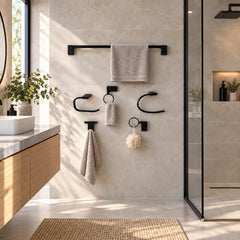 Juego De Accesorios De Baño Plano Negro 6 Piezas