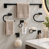 Juego De Accesorios De Baño Plano Negro 6 Piezas