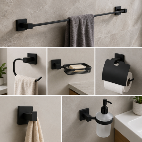Kit de Accesorios para Baño Schwarz Negro de 6 Piezas
