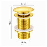 Kit Grifería Lavamanos Alta Milan Oro 30 cm + Desagüe Push Oro 7.8 cm con Sosco | Set Completo Baño Premium