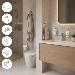 Kit de Accesorios de Baño Cromado de 6 Piezas