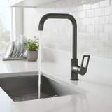 Grifería Monomando Spacco Alto Gris Concreto Cuello Acero In