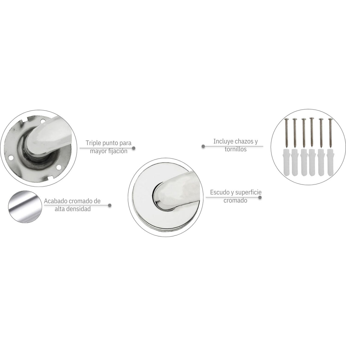 Barra de Seguridad en Acero Inoxidable Alta Calidad 30 - 40 - 50 - 60  cm - Superficie Lisa y Brillante, alta calidad
