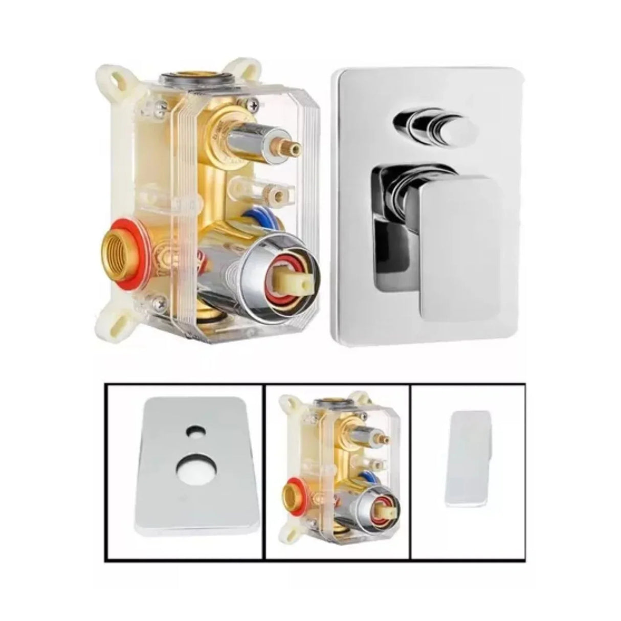 Kit Grifería Ducha Monocontrol con Regadera de 25 cm y Ducha Teléfono con Soporte Cromo.