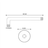 Tubo Regadera 40 cm Tipo L Acero inoxidable
