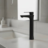 Lavamanos Monocontrol Alto Posto Negro Mate Diseño Moderno