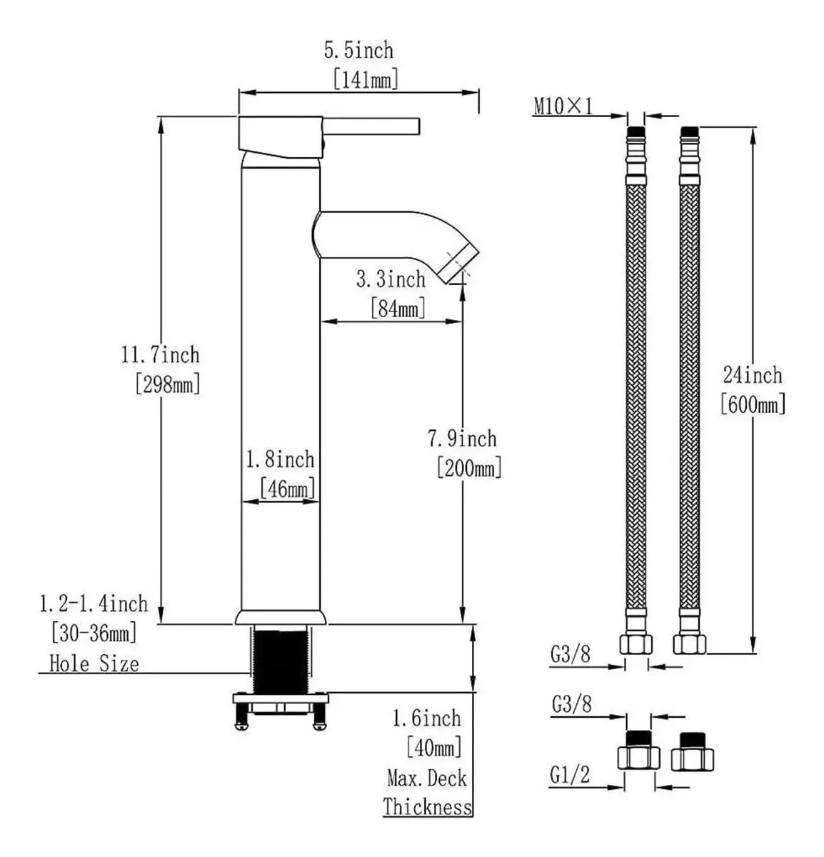 Grifería lavamanos monocontrol Alta negra Iris