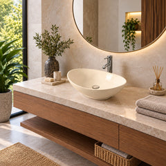 Lavamanos Sobreponer Ovalado Beige 40 X 33 Cm