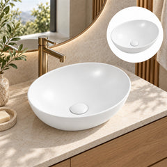 Lavamanos Sobreponer Ovalado Blanco Mate 40 X 33 Cm