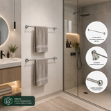 Pack x2 Toalleros de Barra Redondos Cromados Pamo 60 cm para Baño