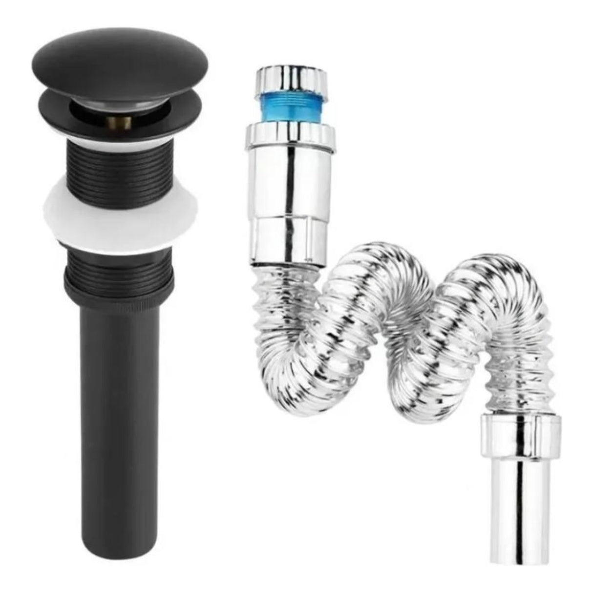 Kit Completo Lavabo Venato Oval-sifón -grifo Negro Agua Fría