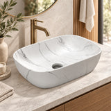 Lavamanos Rectangular Carrara 45,5 X 32,5 X 13,5 Cm en ambiente de baño, vista cercana