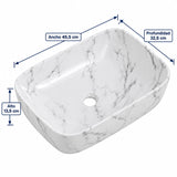 Medidas de Lavamanos Rectangular Calacata 45,5 X 32,5 X 13,5 Cm