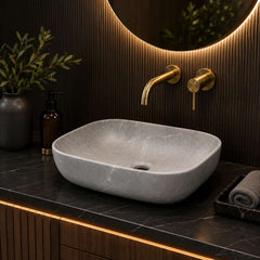 Lavamanos Sobreponer Rectangular Gris 45.5 x 32.5 x 13.5 cm | Diseño Moderno para Baño