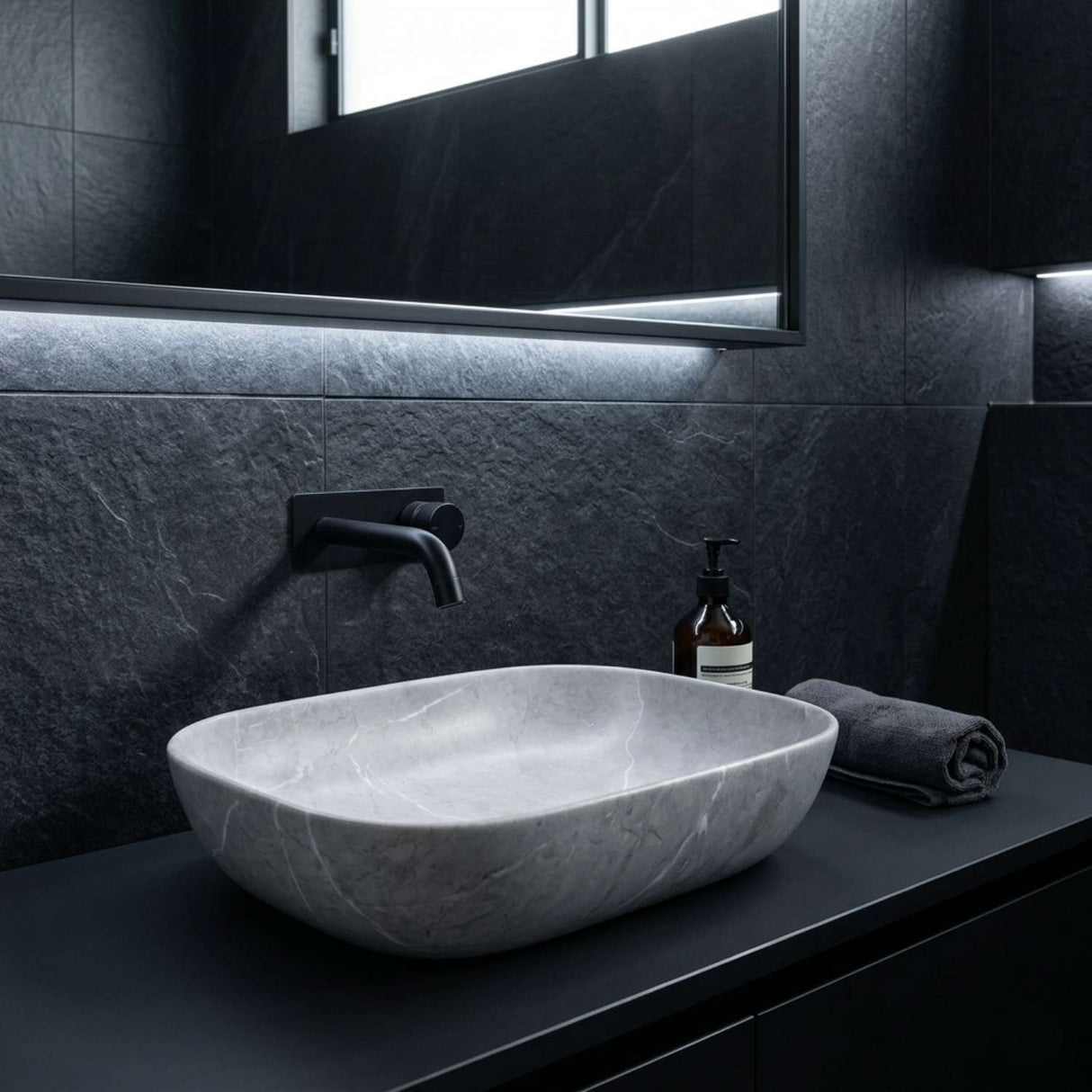 Lavamanos Sobreponer Rectangular Gris 45.5 x 32.5 x 13.5 cm | Diseño Moderno para Baño