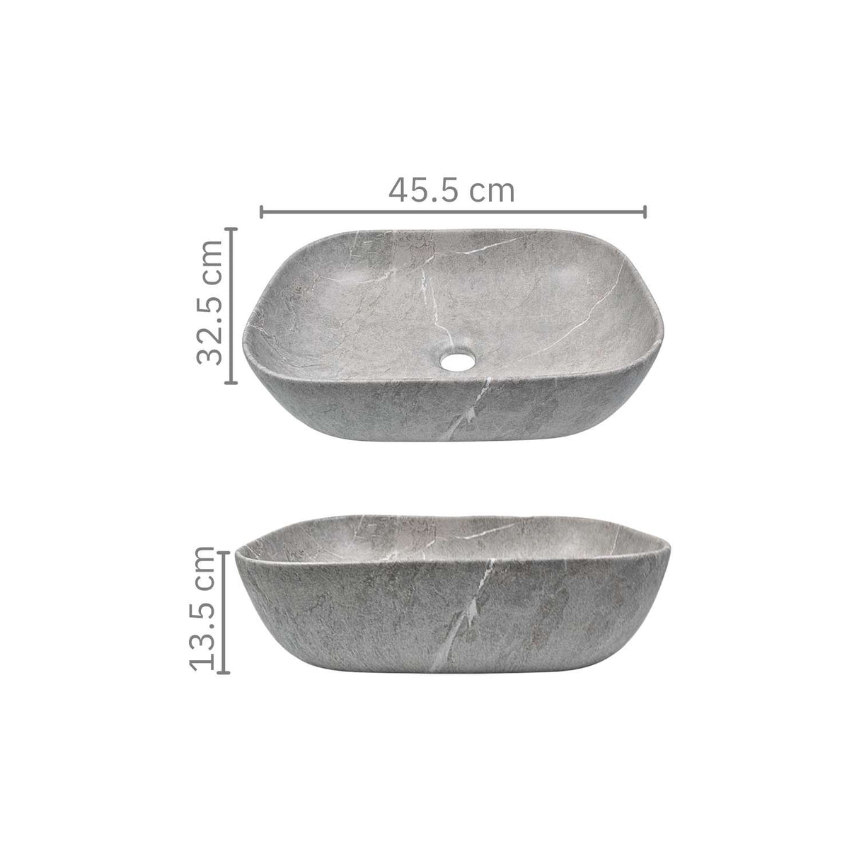 Lavamanos Sobreponer Rectangular Gris 45.5 x 32.5 x 13.5 cm | Diseño Moderno para Baño