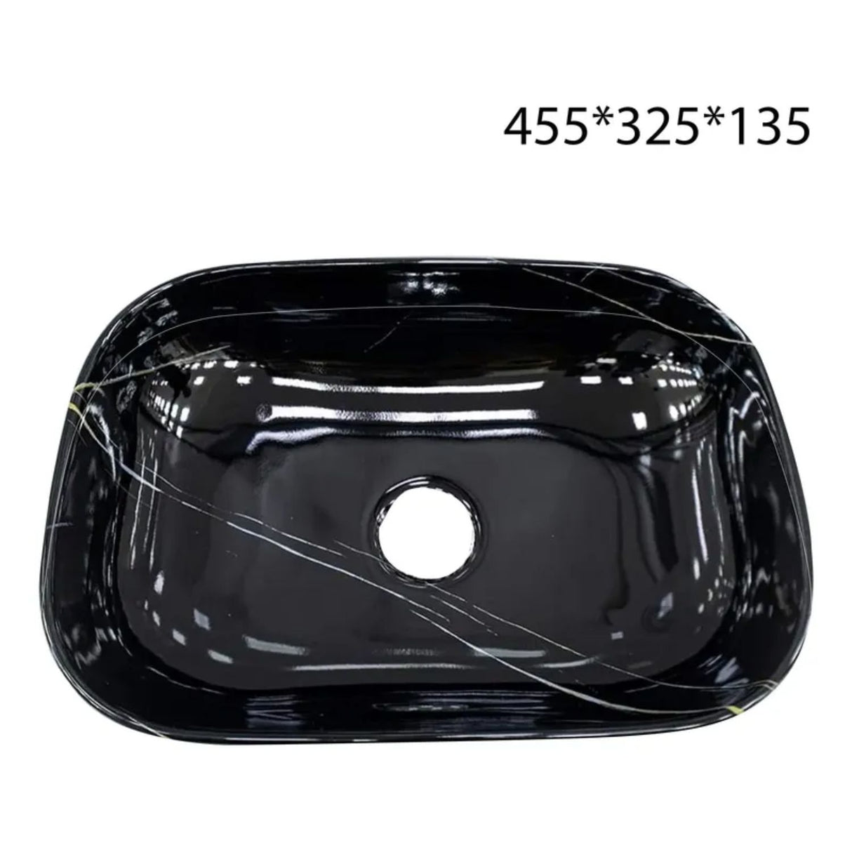 Lavamanos Sobreponer Rectangular Negro Brillante 45.5 x 32.5 x 13.5 cm | Diseño Moderno Premium