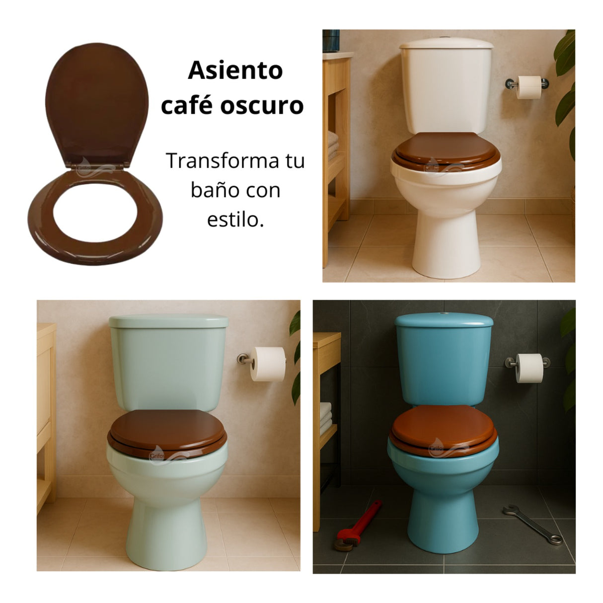 Tapa/asiento Café Oscuro Para Sanitario
