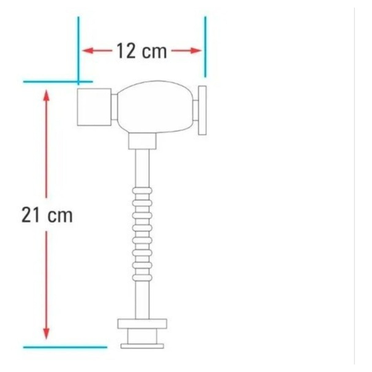 Grifería Tipo Push, Para Orinal 12 x 6 x 21 cm