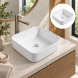 Lavamanos Sobreponer Cuadrado Blanco 39 X 39 X 14 Cm en ambiente de baño, vista amplia