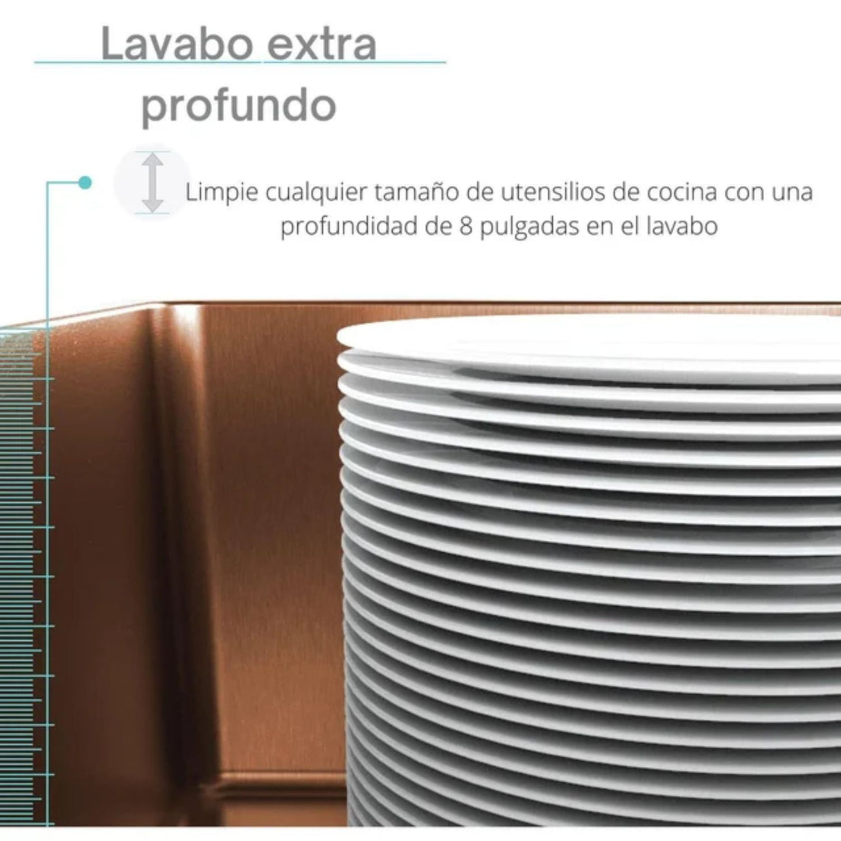 Lavaplatos Lujo Acero Inoxidable 60 x 45 Oro Rosa Alta Calidad