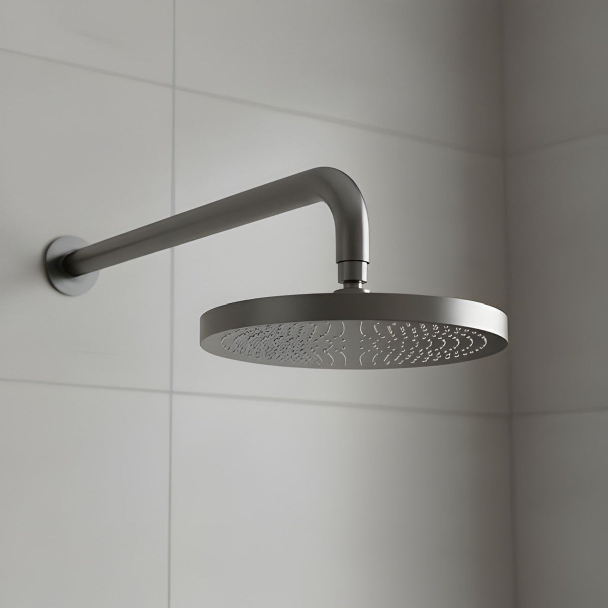 Regadera Redonda 25 Cm Spacco Gris Concreto Brazo 30cm Acero