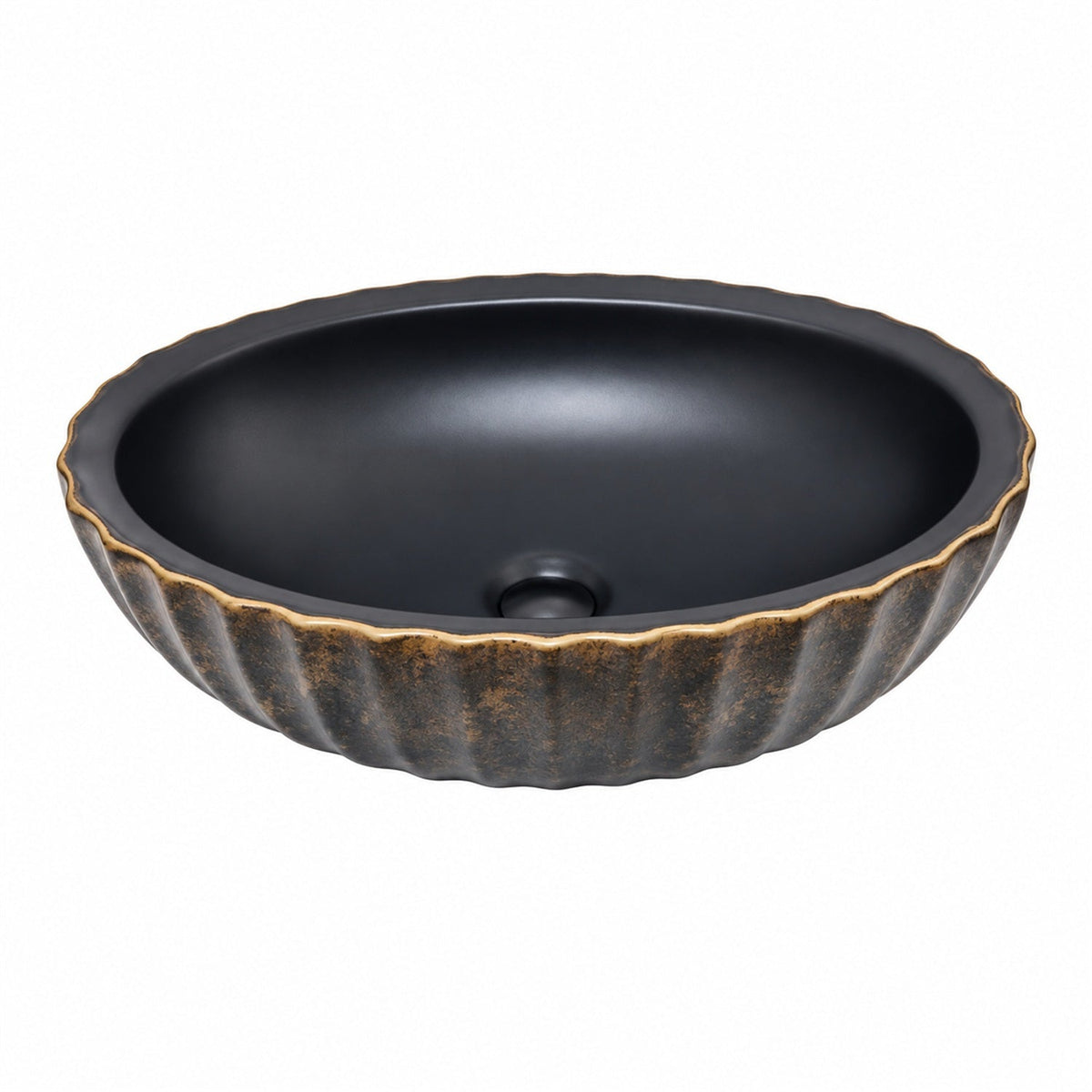 Lavamanos Atenas Negro Con Borde Dorado 47 X 32 X 13 Cm, vista del producto