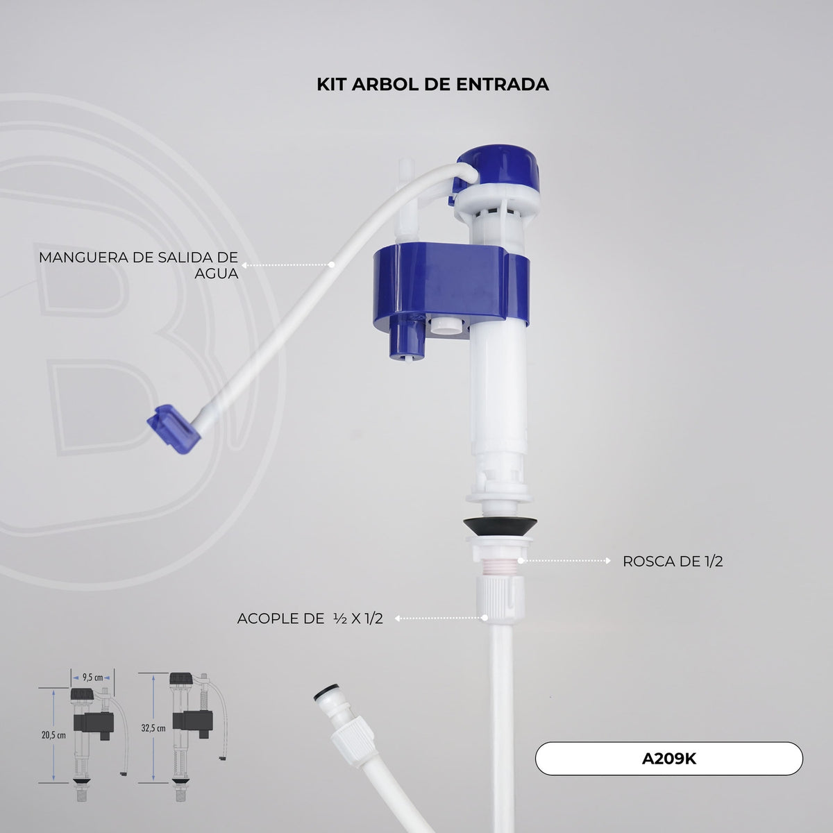 Kit de Válvula de Entrada Ajustable para Sanitario — detalle técnico