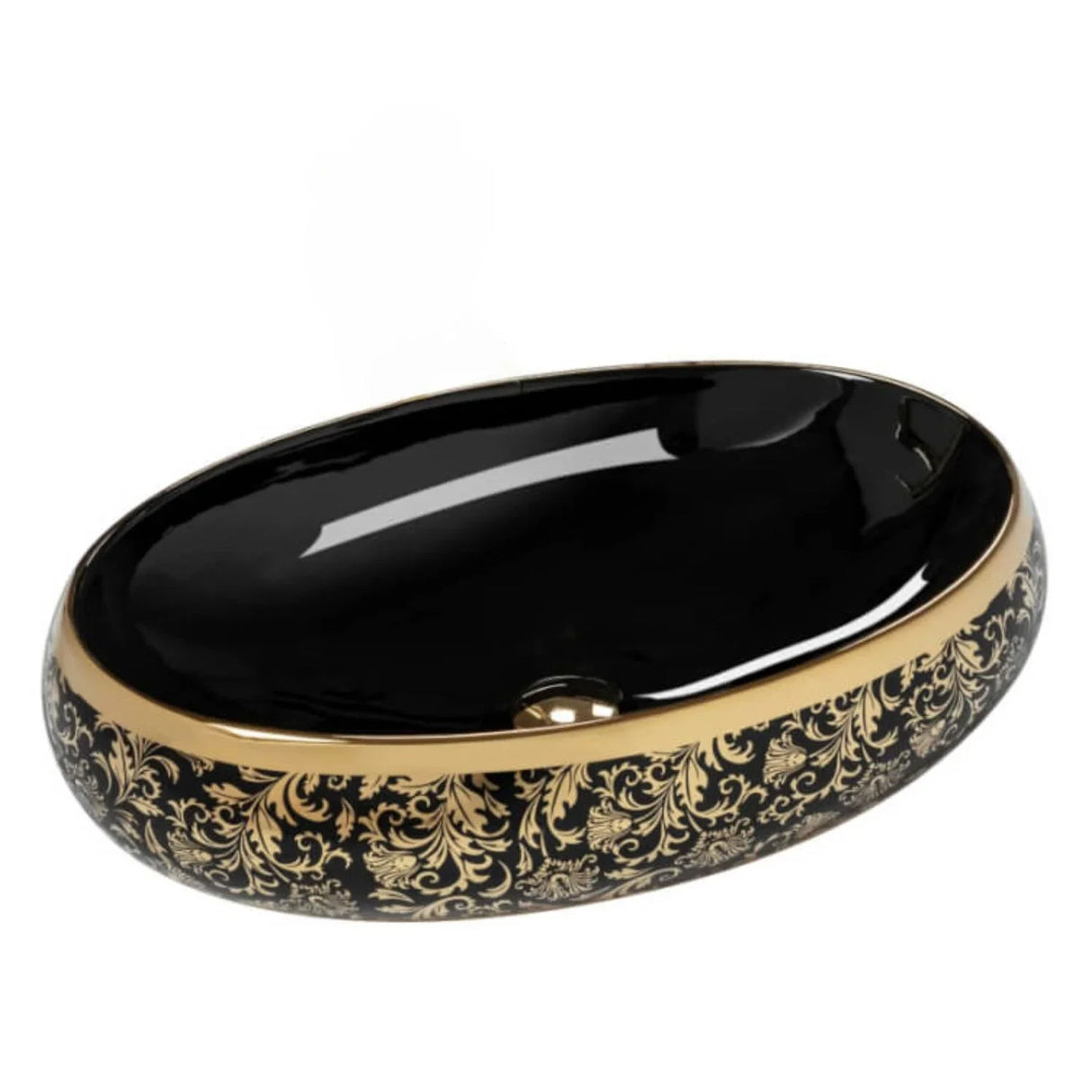Lavamanos Sobreponer En Porcelana Ovalado Negro 48x34x15cm