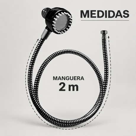 Teleducha Negra con Manguera de PVC de 2 m