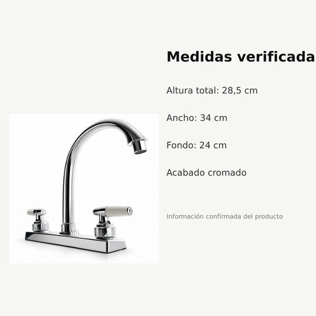 Mezclador de cocina 8 pulgadas en ABS cromado con manijas palanca